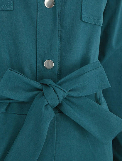 Combinaison stretch coupe slim - Bleu canard - 3