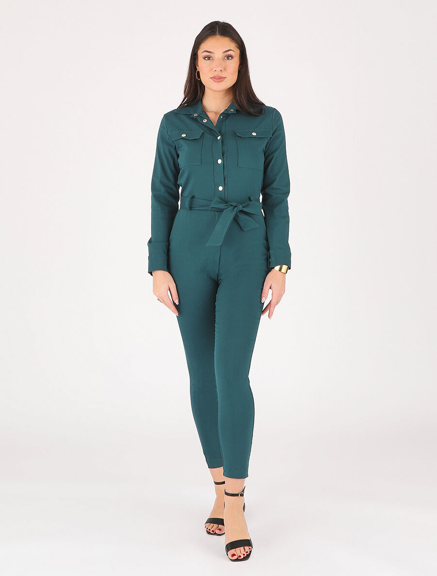 Combinaison stretch coupe slim - Bleu canard - 4