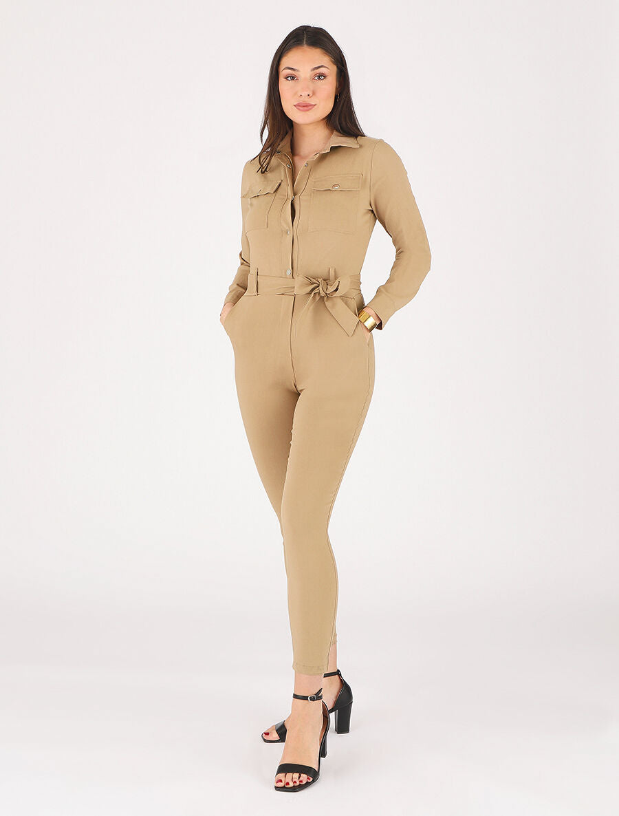 Combinaison stretch coupe slim - Beige foncé - 4