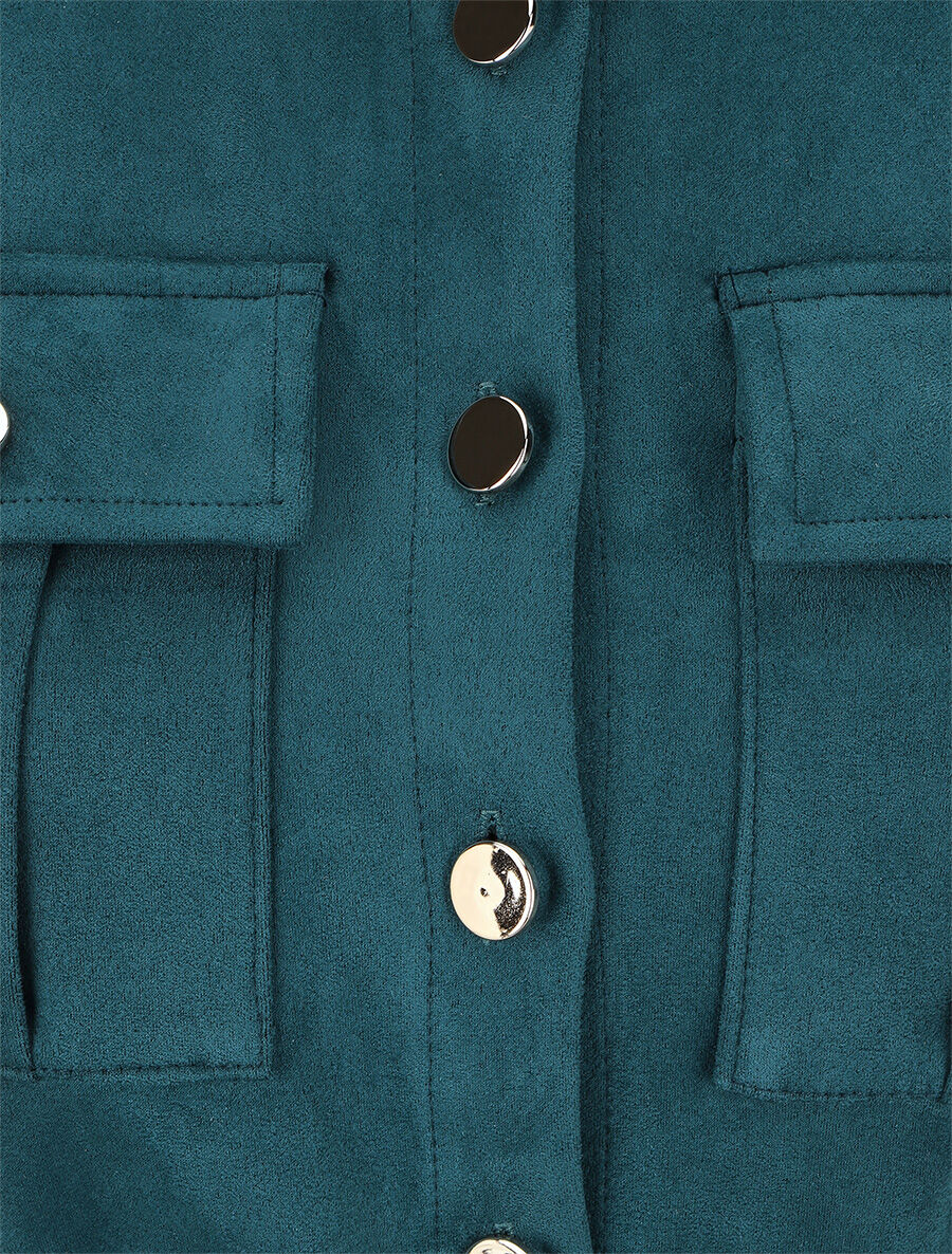 Robe courte en suédine ceinturée - Bleu canard - 3