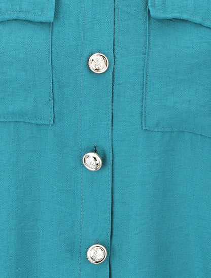 Chemise unie fluide - Bleu canard - 3