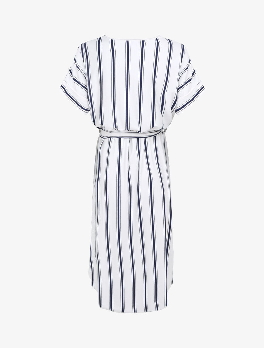 Robe ample rayée à bord arrondi - Blanc - 2