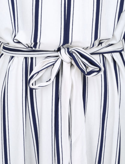Robe ample rayée à bord arrondi - Blanc - 3
