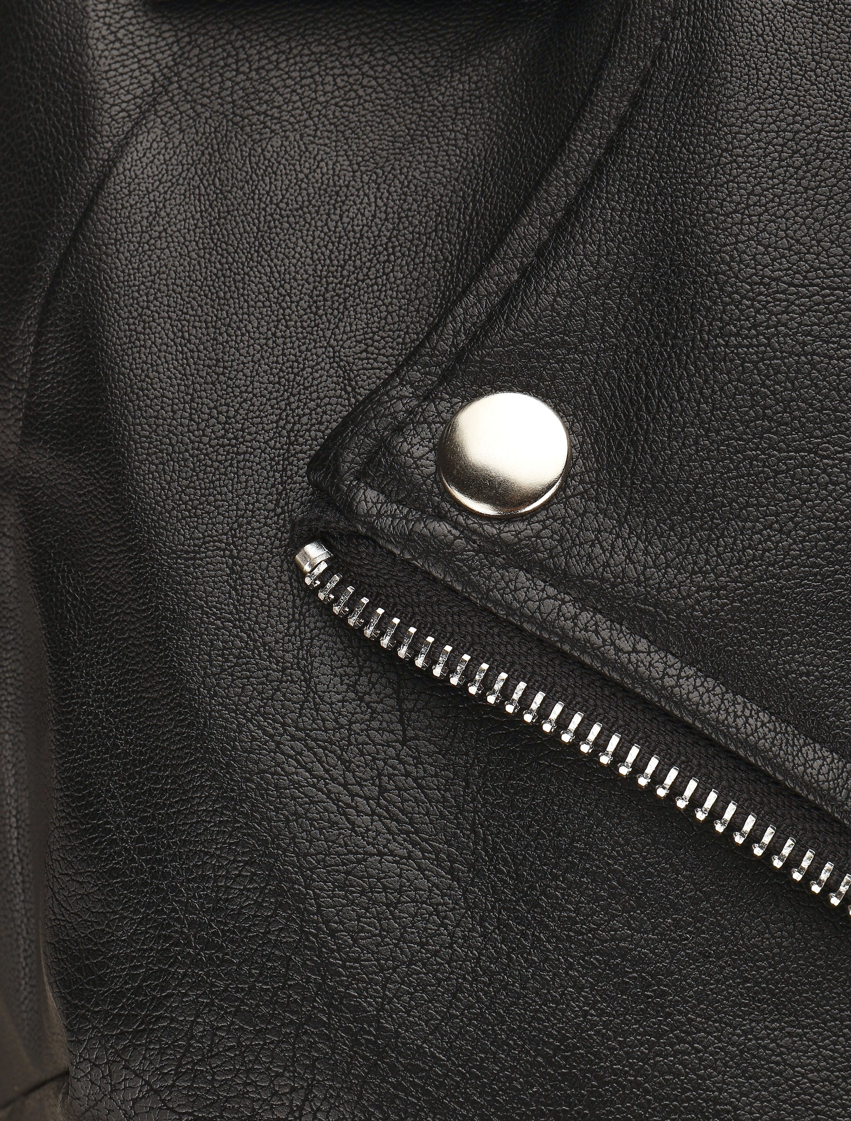 Robe en simili à fermeture zippée et ceinturée - Noir - 3