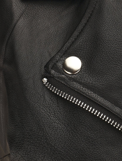 Robe en simili à fermeture zippée et ceinturée - Noir - 3