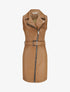 Robe en simili à fermeture zippée et ceinturée - Camel - 1