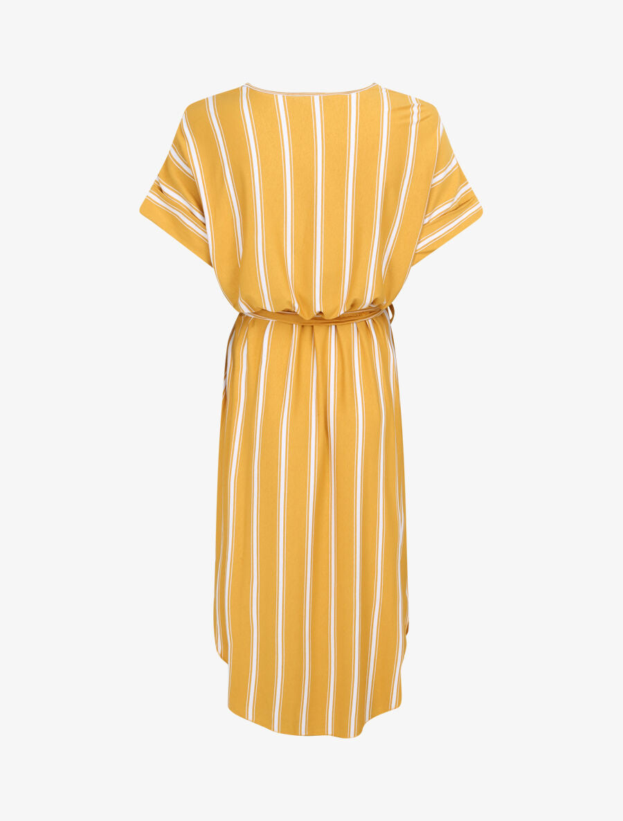 Robe ample rayée à bord arrondi - Moutarde - 2