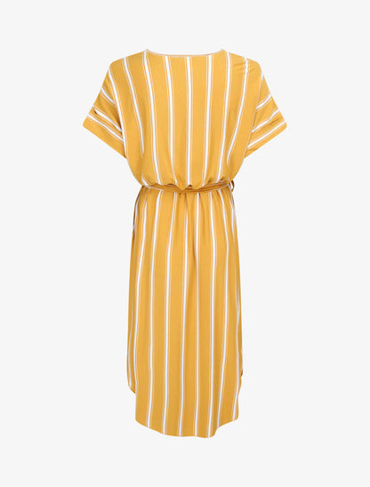 Robe ample rayée à bord arrondi - Moutarde - 2