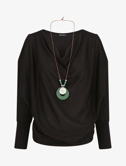 Top loose à épaules ajourées - Noir - 4