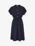 Robe mi-longue élastiquée - Marine - 1