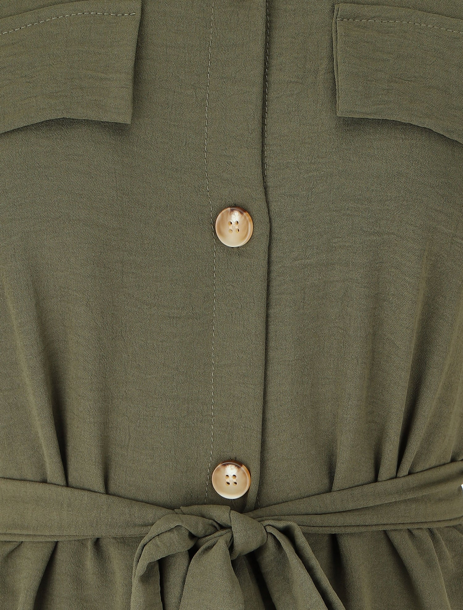 Robe chemise à manches retroussables - Kaki - 3