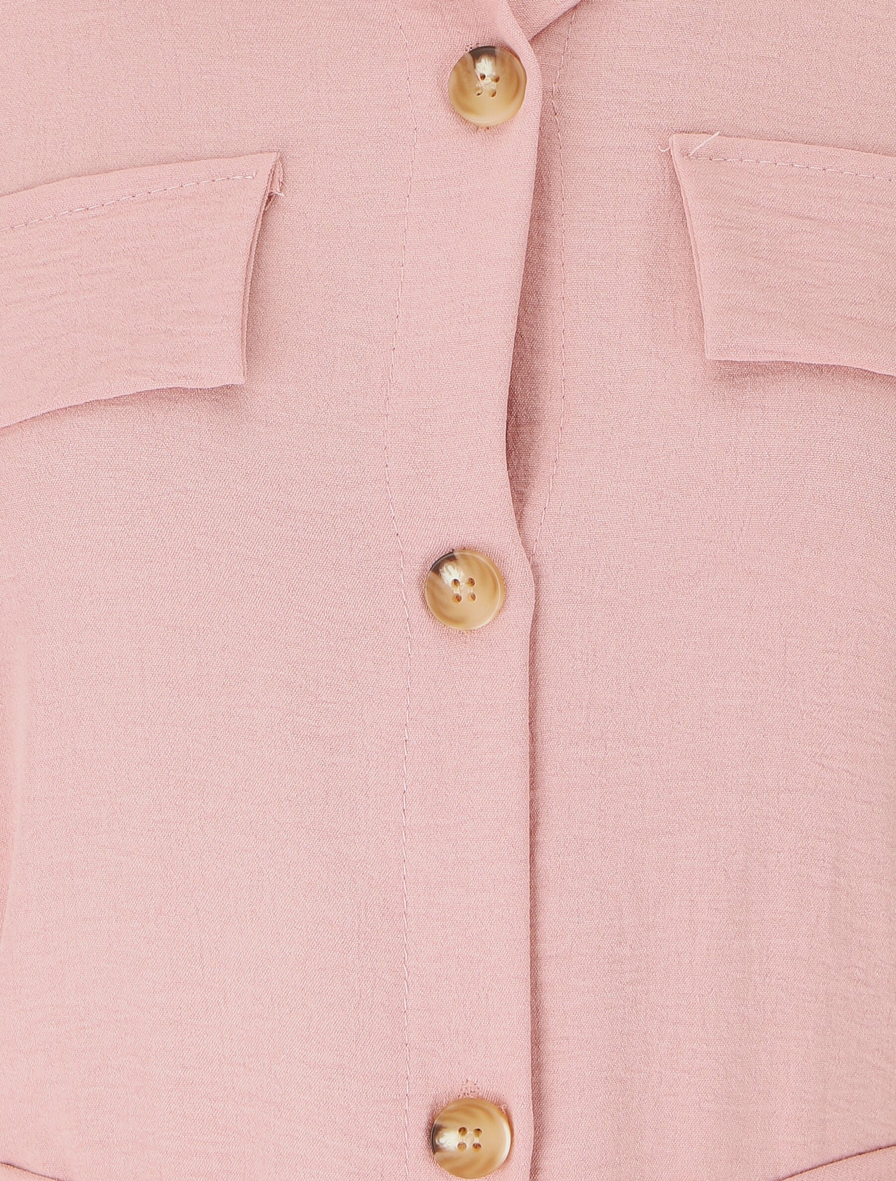 Robe chemise à manches retroussables - Rose - 3