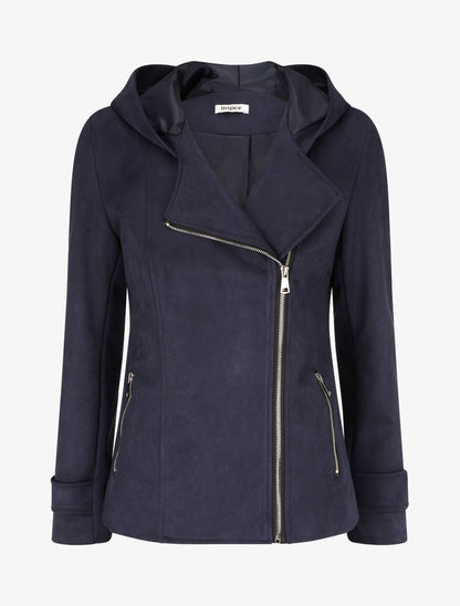 Veste en suédine à capuche - Marine - 1