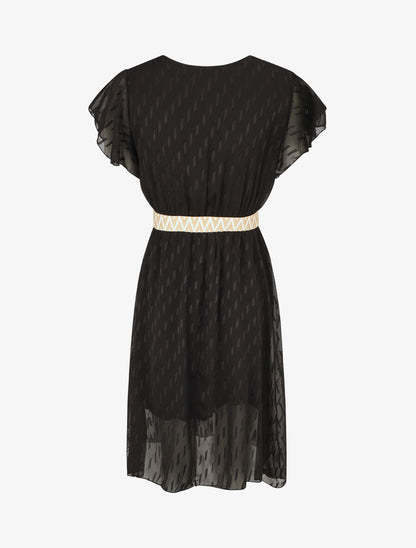 Robe texturée en voile - Noir - 2