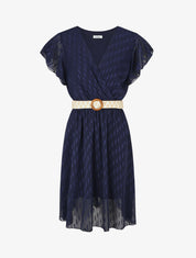 Robe texturée en voile - Marine - 4