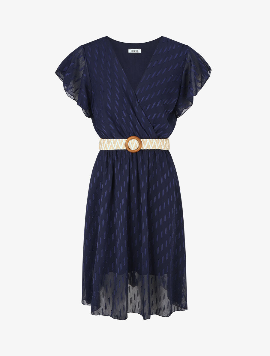 Robe texturée en voile - Marine - 4