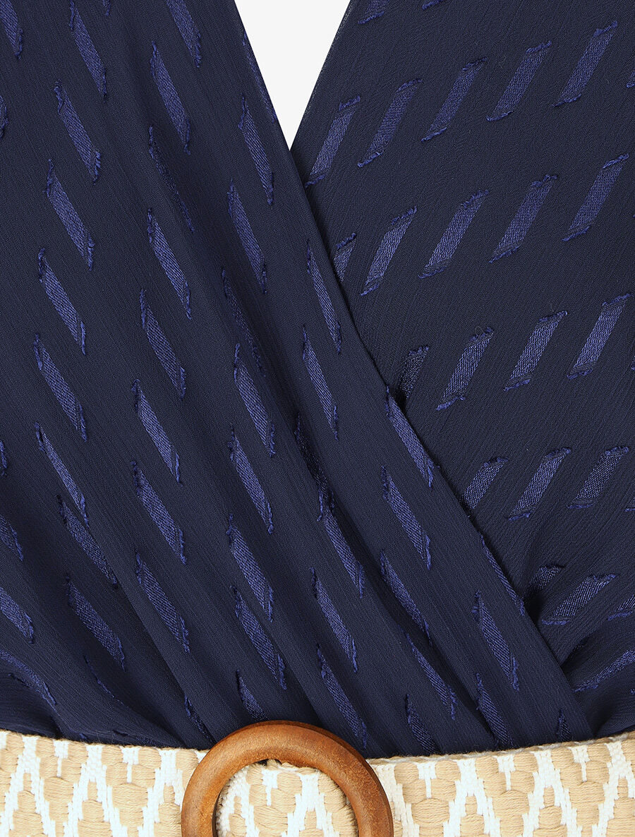Robe texturée en voile - Marine - 3
