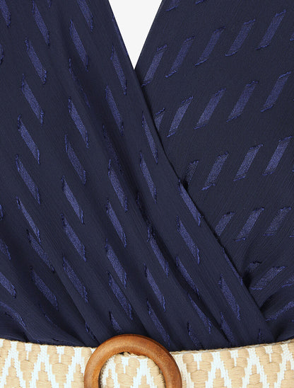 Robe texturée en voile - Marine - 3