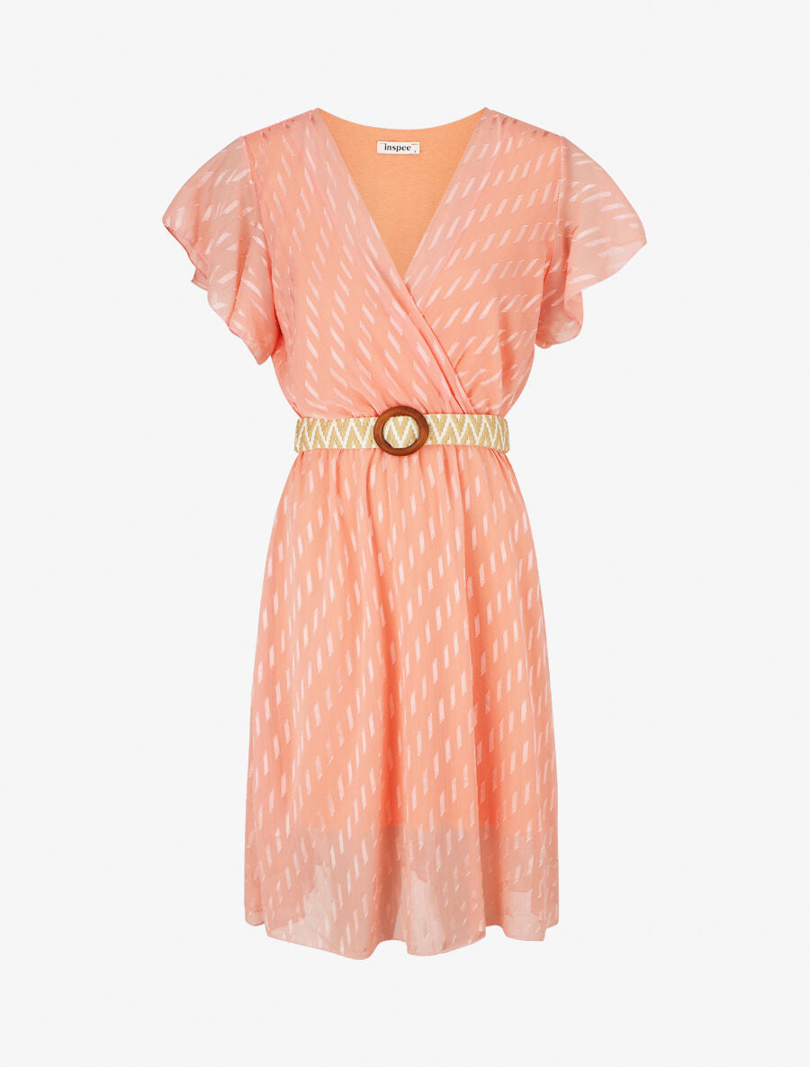 Robe texturée en voile - Rose saumon - 4