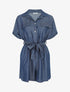 Combishort style chemise manches courtes - Bleu denim - 1