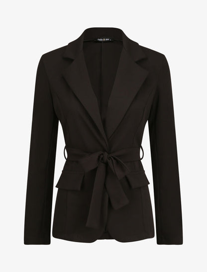 Veste unie cintrée - Noir - 4