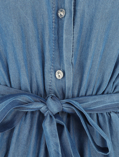 Combishort style chemise manches courtes - Bleu clair - 3