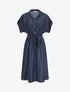 Robe longue évasée manches courtes - Bleu foncé - 1