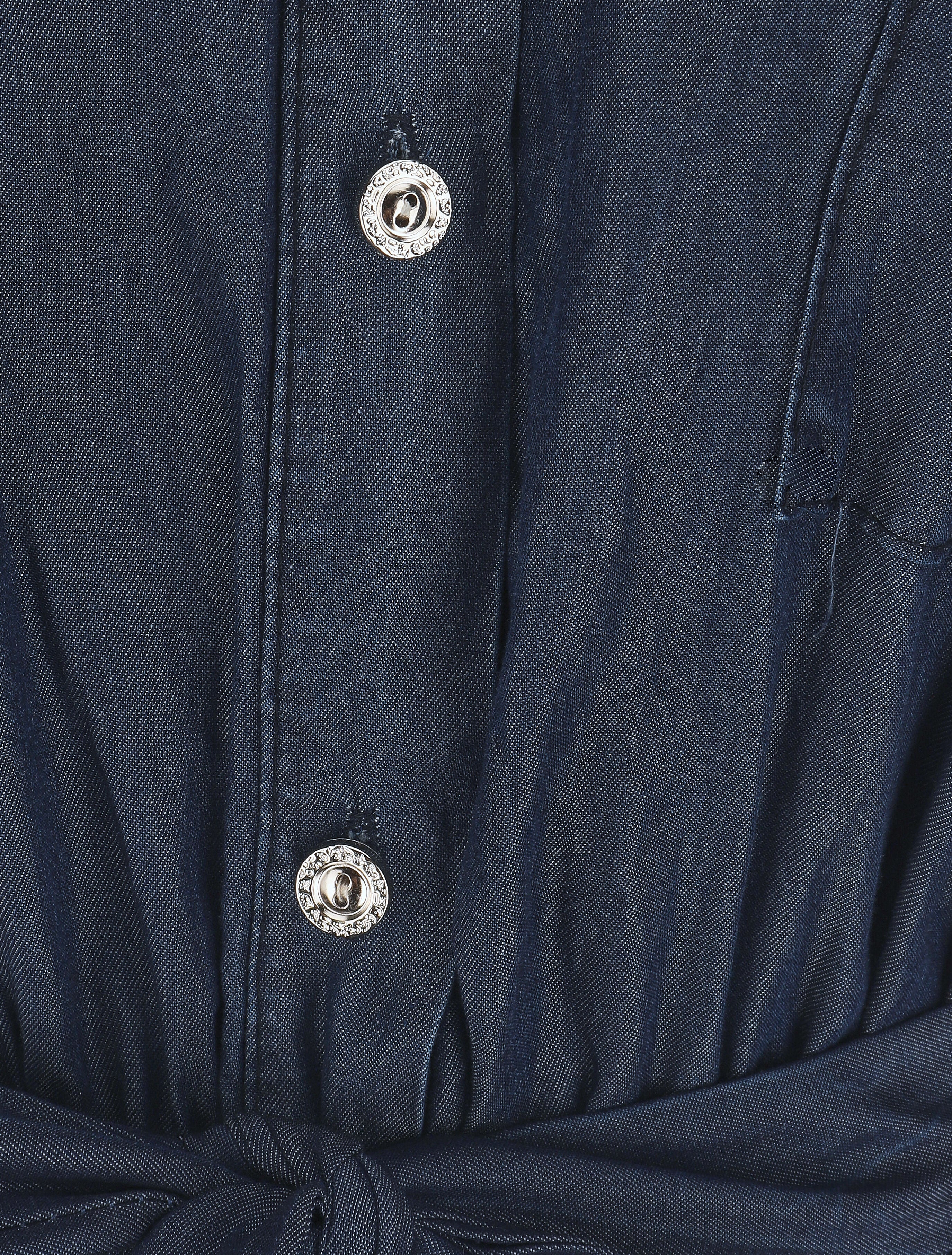 Robe longue évasée manches courtes - Bleu foncé - 3