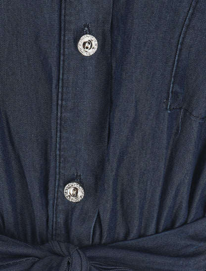 Robe longue évasée manches courtes - Bleu foncé - 3