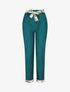 Pantalon droit taille haute ourlet fantaisie - Bleu canard - 4