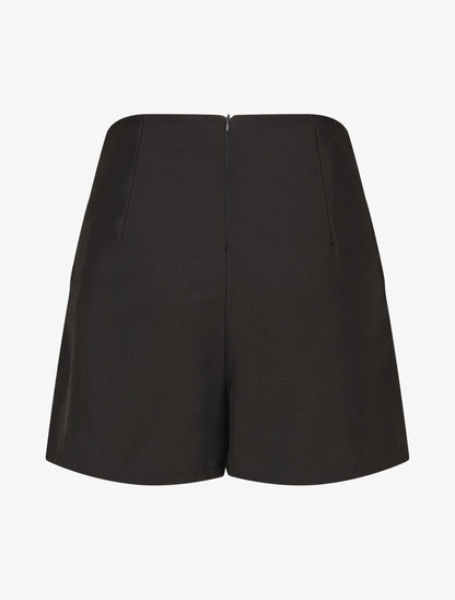 Short droit taille haute à boutons - Noir - 2