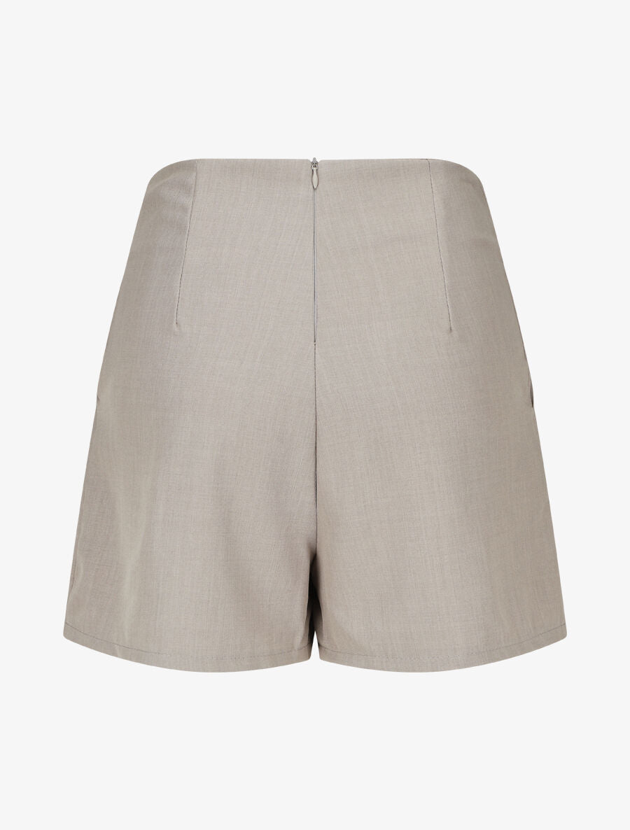 Short droit taille haute à boutons - Gris clair - 2