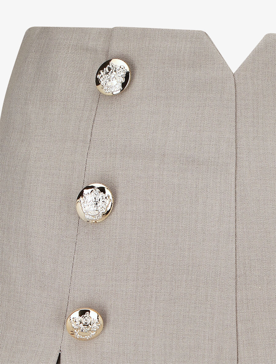 Short droit taille haute à boutons - Gris clair - 3