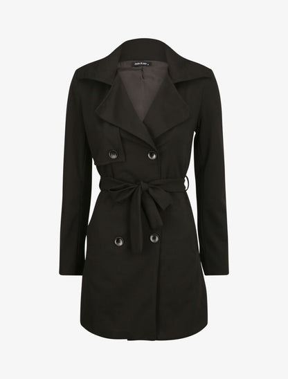 Trench droit court uni - Noir - 1