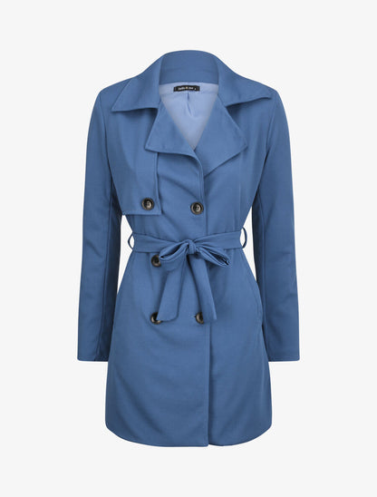 Trench droit court uni - Bleu - 1