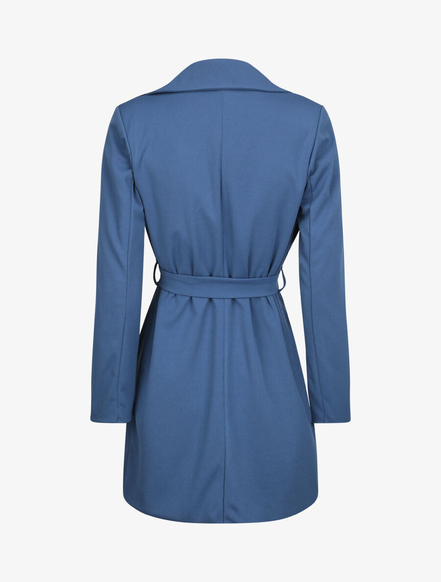 Trench droit court uni - Bleu - 2