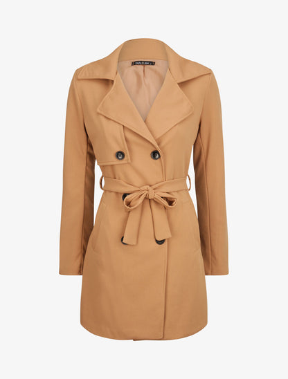 Trench droit court uni - Camel - 4