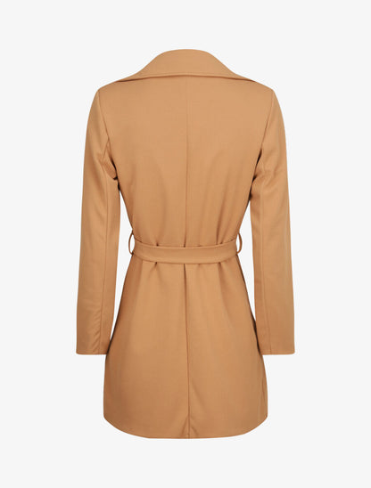 Trench droit court uni - Camel - 2
