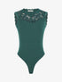 Body côtelé sans manches à dentelle - Vert sapin - 4