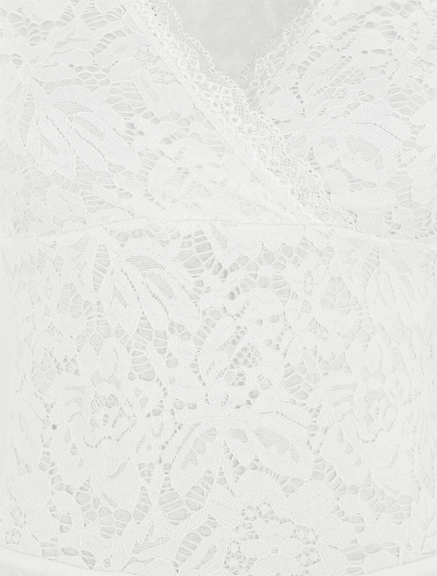 Body manches courtes en dentelle - Blanc - 3