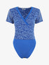 Body manches courtes en dentelle - Bleu - 4