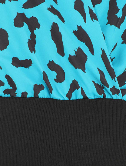 Body manches courtes imprimé léopard - Bleu canard - 3