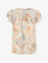 Top droit fleuri manches courtes volantées - Beige - 1