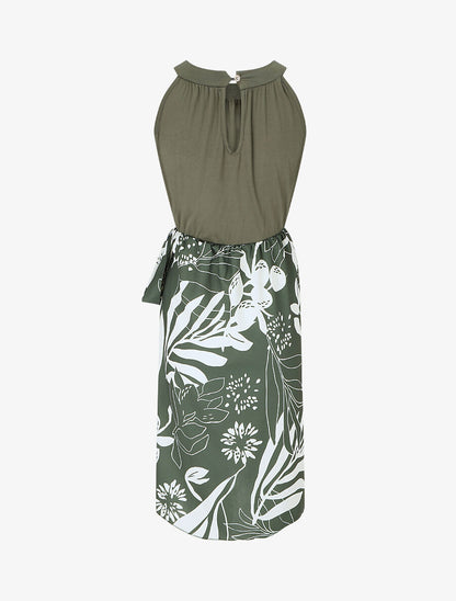 Robe longue à col américain - Kaki - 2