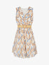 Robe élastiquée à imprimé graphique - Beige - 1