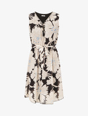 Robe mi-longue imprimé fleuri - Noir - 5