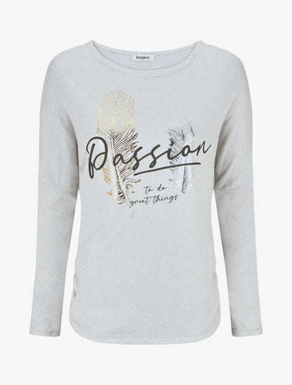 Pull fin à message floqué - Gris - 4