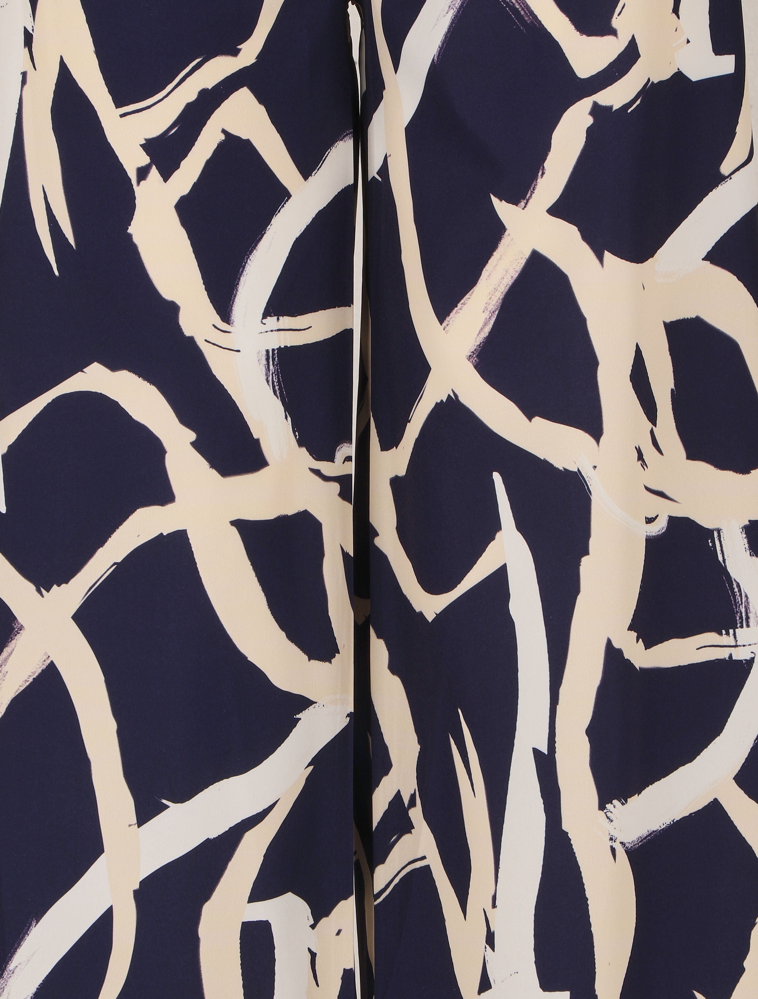 Pantalon ample taille haute motif graphique - Marine - 3