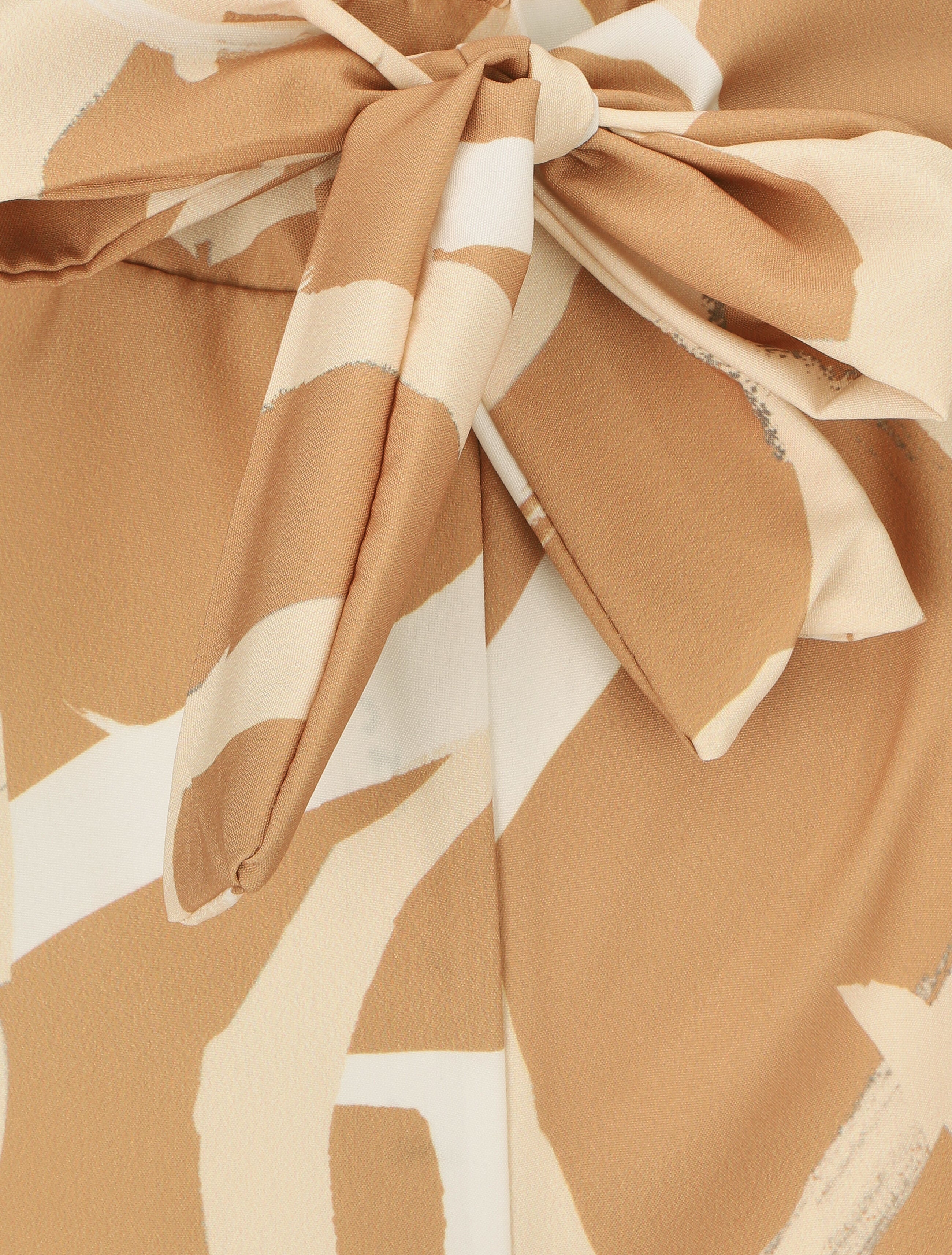 Pantalon ample taille haute motif graphique - Camel - 3