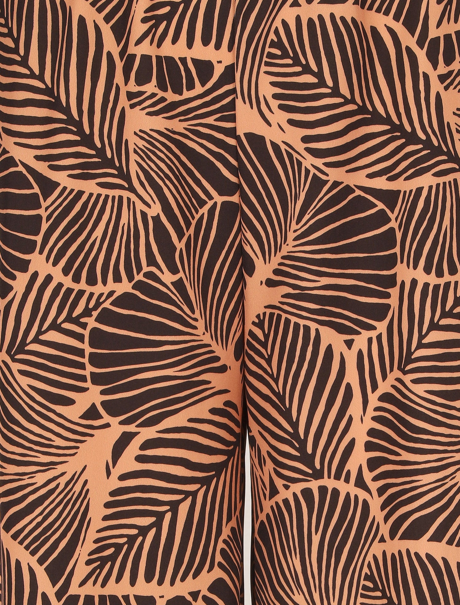 Pantalon ample taille haute imprimé feuilles - Noir - 3